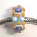 Turquoise with blue, white and orange 