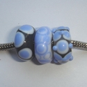 Transparent grey with light blue and white, 3 beads 