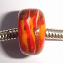 Red with white, orange and goldstone stripes 