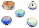 Popper - button pearl ivory blue-green 